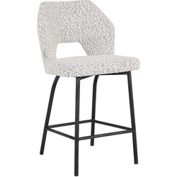 MUST Living Counter chair Bloom,100x54x57 cm, bouclé light grey, seat height 65 cm