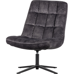 WOOOD Job Draaifauteuil - Velvet - Antraciet - 101x70x85