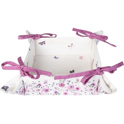 Clayre & Eef Broodmand  35x35x8 cm Wit Roze Katoen Rozen Cadeau keuken