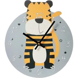Houten klok met tijger 26 cm voor kinderen - Wandklokken