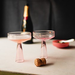 Set van 2, Coupe Claude, roze, champagne glas, Brût Homeware