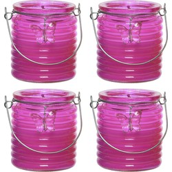 Citronella kaars - 10x - in windlicht - roze - 20 branduren - citrusgeur - geurkaarsen