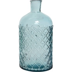 Vaas/bloemenvaas van gerecycled glas - D14 x H28 cm - lichtblauw - Vazen