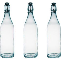 Bormioli Rocco beugelfles/weckfles - 8x - transparant - glas - 1 liter - Weckpotten