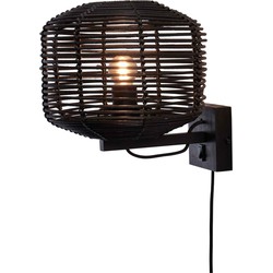 Wandlamp Tanami - Rotan Zwart - Ø25cm