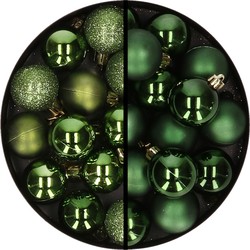 36x stuks kunststof kerstballen appelgroen en donkergroen 3 en 4 cm - Kerstbal