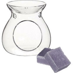 Ideas4seasons Amberblokjes/geurblokjes cadeauset - lavendel geur - inclusief geurbrander - Geurbranders