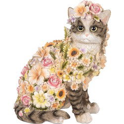 Clayre & Eef Decoratie Beeld Kat Grijs Kunststof