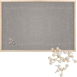 Prikbord incl. 30x punaises - 60 x 80 cm - lichtgrijs - textiel - Prikborden