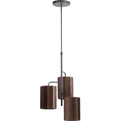 Light&living A - Hanglamp 3L Ø48x25 cm EDISA velvet donker bruin+mat zwart
