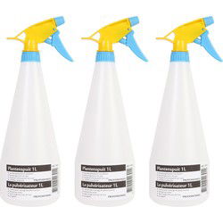 6x Waterverstuivers/watersproeiers transparant/geel/blauw 1 liter inhoud - Plantenspuiten