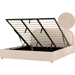 Beliani QUILLIEN - Tweepersoonsbed-Beige-Bouclé