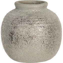 Clayre & Eef Vaas  8 cm Grijs Keramiek Rond Bloempot Binnen