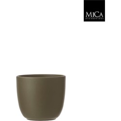 Tusca pot rond groen h13xd13,5 cm I - Mica Decorations