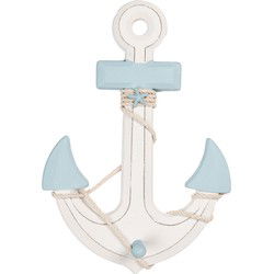 Clayre & Eef Decoratie Anker 22x5x33 cm Wit Blauw MDF