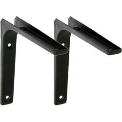 AMIG Plankdrager/planksteun van metaal - 2x - gelakt zwart - H125 x B125 mm - Plankdragers
