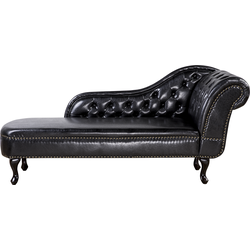 NIMES - Chaise longue - Zwart - Rechterzijde - Kunstleer