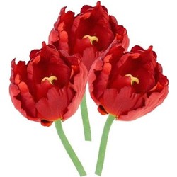 3x Kunstbloemen tulp rood 25 cm - Kunstbloemen