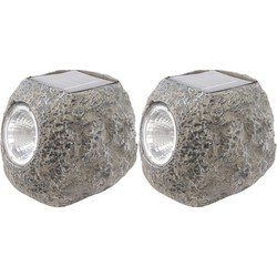 2x Buitenlamp/tuinlamp steen 10 cm - Grondspotjes