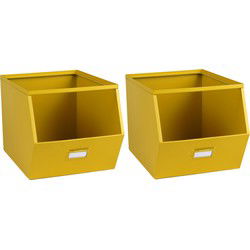 Urban Living Stapelbare opbergmand - 2x - Open Metal Box - 23 x 32 x 21 cm - Opbergmanden