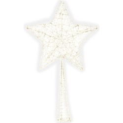 Cosy & Trendy Kerstboompiek - kerstster - glitter - wit - 28 cm - kerstboompieken