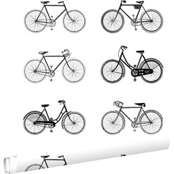 ESTAhome behang fietsen wit en zwart - 53 cm x 10,05 m - 138523