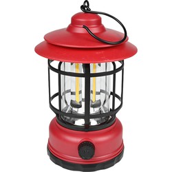 Benson Stormlantaarn - rood - oplaadbaar - dimbaar - 17 x 10 cm - retro campinglamp - Lantaarns