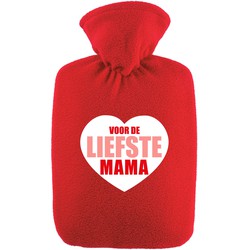 Warmwaterkruik Voor de liefste mama rood 1,8 liter fleece hoes - Kruiken