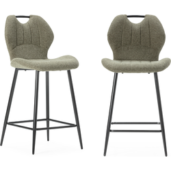 Set van 2 krukken in stof met zwarte metalen poten H65 cm - MULI