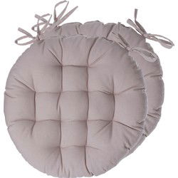 Atmosphera Stoelkussens rond - 2x - beige - katoen - 38 x 6.5 cm - wicker zitkussen - tuinstoelkussens