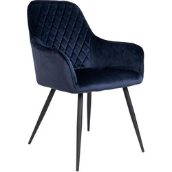 Harbo Dining Chair - Chair in blue velvet with black legs - set of 2