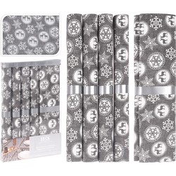 2x stuks kerst tafelaankleding/tafeldecoratie grijze tafellopers met 10x placemats grijs - Tafellakens