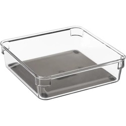 Bestekbak/keuken organizer 1-vaks Tidy Smart grijs transparant kunststof 16 x 16 x 4,5 cm - Bestekbakken