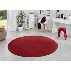 Rond Uni Laagpolig Effen Vloerkleed - Fancy - Rood - 133cm rond Ø