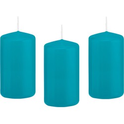 10x Kaarsen turquoise blauw 6 x 12 cm 40 branduren sfeerkaarsen - Stompkaarsen