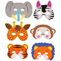 24 STUKS | Mix Dieren Maskers van Foam | Traktatie / Uitdeelcadeautjes | Mix soorten Dieren | Jongens & Meisjes  (24 stuks)