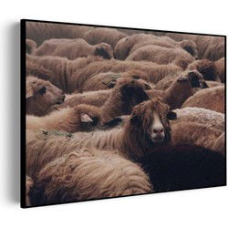 Muurwerken Akoestisch Schilderij - Kudde Schapen - Geluidsdempend Wandpaneel - Wanddecoratie - Geluidsisolatie - PRO (AW 0.90) M (85X60)
