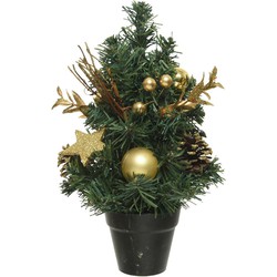 Compleet versierde miniboompjes goud 30 cm - Kunstkerstboom