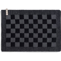 Knit Factory Gebreide Placemat - Onderlegger Block - Zwart/Med Grey - 50x30 cm
