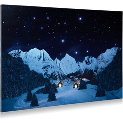Achtergrond canvas berglandschap nacht 76x56 cm
