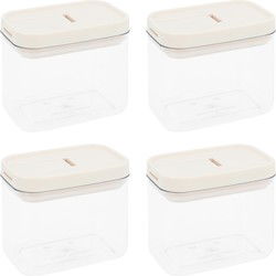 Krumble Voorraadpot rechthoek - set van 4 - 500 ML - Plastic  - Beige
