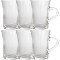 Set van 6x stuks theeglazen 230 ml van glas - Koffie- en theeglazen