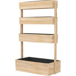 Verhoogde Plantenbak Hout - 4-laags Plantenrek met Drainage - 88,5 x 45 x 140 cm