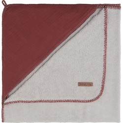 Baby's Only Baby badcape - Omslagdoek - Handdoek met capuchon Breeze - Stone Red - 75x85 cm - 100% katoen - Badstof