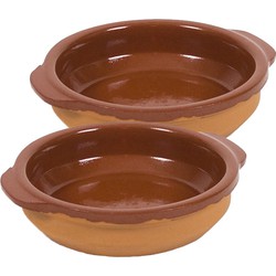 2x Terracotta tapas bakjes/schaaltjes 15 cm - Snack en tapasschalen