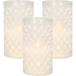 3x stuks luxe led kaarsen in glas D7,5 x H12,5 cm - LED kaarsen