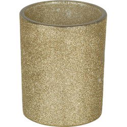 Bellatio decorations Waxinelichtjeshouder - goud glitter - 10 cm - Waxinelichtjeshouders