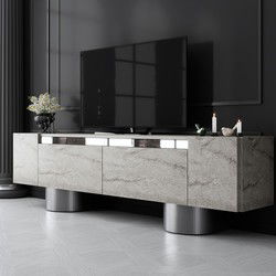 TV Meubel Travertijn Bohem 180x50x30 - Zilver Frame