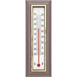 Buiten thermometer donkerbruin 5 x 16 cm - Buitenthermometers