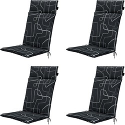 Madison -  Tuinstoelkussen Hoge Rug Joah grey - Ca. 120x50 cm - Set van 4